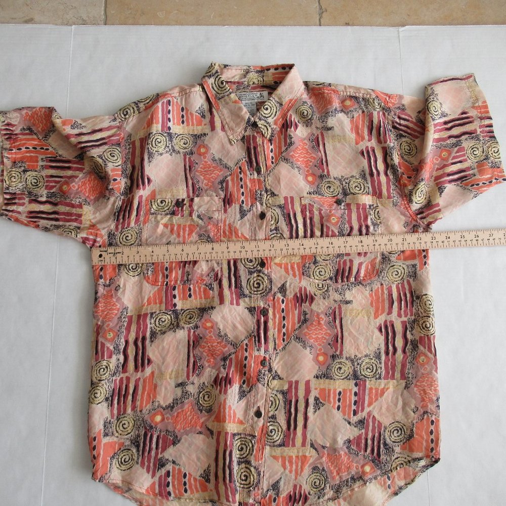Men's WHISTLES Men's 100% Silk Shirt Sz Large Button Up Short Sleeve Multicolor - Picture 7 of 12